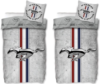 SkyBrands Bettwäsche Ford Mustang - Partner-Bettwäsche-Set für 2 Personen, 135x200 & 80x80, Baumwolle, 100% Baumwolle