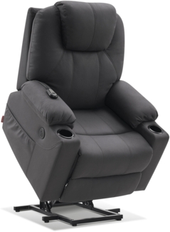 M MCombo elektrisch Aufstehhilfe Fernsehsessel Relaxsessel 7040 Massage Heizung elektrisch verstellbar USB-Anschluss (Mikrofaser, Dunkelgrau)