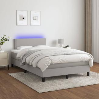 Boxspringbett mit Matratze & LED Stoff Hellgrau 120x200 cm, Härtegrad: H2 [3133061]