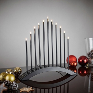 MeLiTec Fensterleuchter SL30-2, LED, Lichterbogen, Schwibbogen, Advent, Weihnachtsleuchter, Stimmungsleuchte, Brücke, Schwarz, Stecker, XMAS