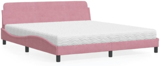 vidaXL Bett mit Matratze Rosa 180x200 cm Samt 3208456