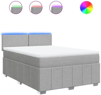 vidaXL Boxspringbett mit Matratze Hellgrau 160x200 cm Stoff 3289412