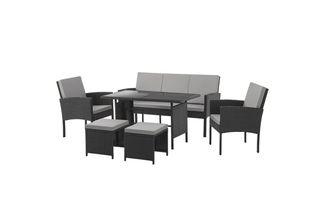 SVITA DENVER Polyrattan Gartenmöbel Set Essgruppe Lounge Esstisch Schwarz
