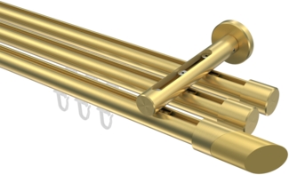 Innenlauf-Gardinenstangen-Set Siteno Verano 420 cm (geteilt in 3 x 140 cm), 3-läufig, 20 mm Ø Messing-Optik