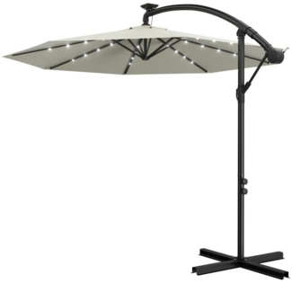 AUFUN Sonnenschirm Balkonschirm mit kurbel/Solar LED, mit Ständer