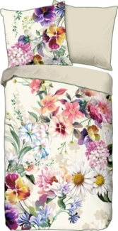 Descanso Mako Satin Bettwäsche 2 teilig Bettbezug 135x200 cm Kissenbezug 80x80 cm Novara Ecru