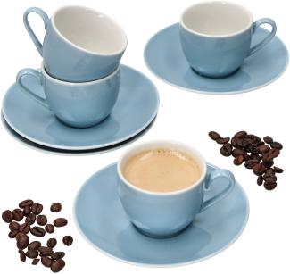 Nordic Blau Doppio Espressotasse + Untertasse Set für 4 Personen 80ml Ristretto