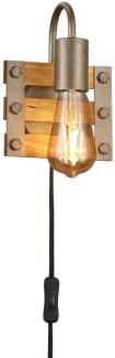 LED Wandleuchte, Holz, eckig, 15 cm