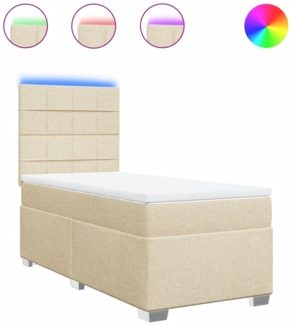 vidaXL Boxspringbett mit Matratze Creme 90x190 cm Stoff 3292648