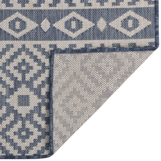 vidaXL Outdoor-Teppich Flachgewebe 160x230 cm Blau Gestreift 340839