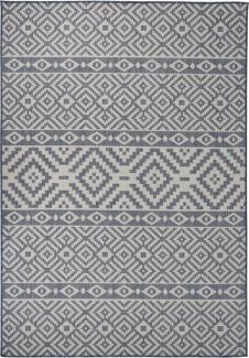 vidaXL Outdoor-Teppich Flachgewebe 160x230 cm Blau Gestreift 340839