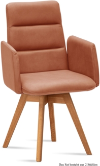 Armlehnstuhl drehbar (2er-Set) Dorit 52 x 92 x 60 Eiche geölt/Cognac