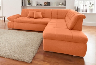 DOMO collection Ecksofa NMoric incl. Zierkissen B/T/H: 273/216/80 cm L-Form, Ottomanen-Abschluss, wahlweise mit Bettfunktion und Armlehnverstellung