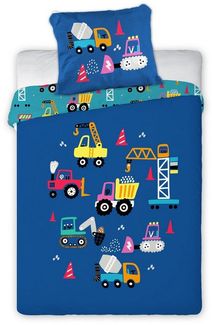 Baumaschinen Bettwäsche Babybettwäsche BAUMASCHINEN023 100x135 cm + 40x60 cm