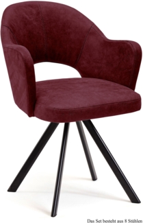 Armlehnstuhl (8er-Set) Debor 59 x 87 x 61 Schwarz/Marsala