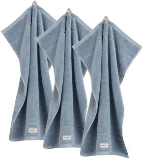 GANT Gästetuch, 3er Pack - Premium Handtuch, Frottee, Bio-Baumwolle Hellblau 30x50cm