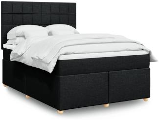 vidaXL Boxspringbett mit Matratze Schwarz 160x200 cm Stoff 3291333