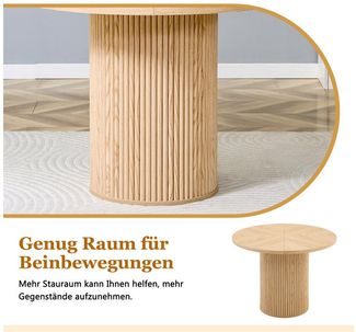 i@home Esstisch Runder Esstisch, 100*100*76cm (1 Tisch), Tischplatte mit Holzmuster, zylindrische Tischbeine mit Staufach