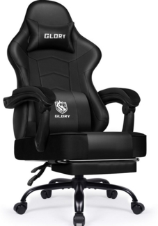 Hiazurm Gaming-Stuhl Gaming Stuhl Ergonomisch Gaming Chair Bürostuhl (Gaming Stuhl mit Fußstütze,Klappbare gepolsterte Armlehnen), Drehstuhl mit Wippfunktion, bis 150 kg Belastbarkeit