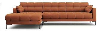 Micadoni Ecksofa Mamaia 5-Sitzer Links Strukturierter Stoff Ziegel Metall schwarz