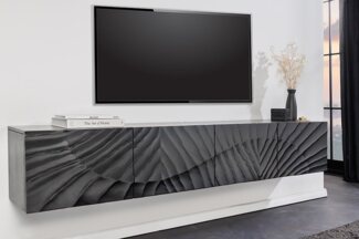 riess-ambiente Lowboard SCORPION 200cm schwarz (Einzelartikel, 1 St), Wohnzimmer · Massivholz · Mango · TV-Schrank · hängend · Industrial