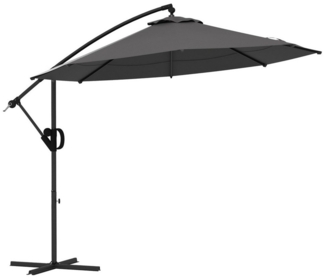 Outsunny Ampelschirm Sonnenschirm mit Kurbel, Neigung und 8 Rippen, LxB: 293x293 cm, Balkonschirm, Marketschirm, für Außenpool, Garten, Balkon, Grau