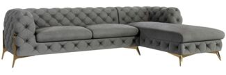 S-Style Möbel Ecksofa Ashley mit Ottomane, Chesterfield mit Goldenen Metall Füßen, Ottomane links oder rechts bestellbar, mit Wellenfederung
