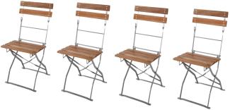 4er Set Gartensessel Biergartensessel Gartenstuhl Akazienholz klappbar Balkon