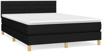 vidaXL Boxspringbett mit Matratze Schwarz 140x190 cm Stoff 3140691