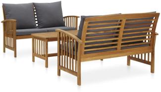 vidaXL 3-tlg. Garten-Lounge-Set mit Auflagen Massivholz Akazie 3057980