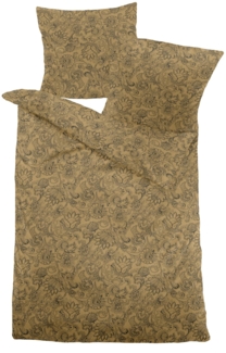 Dormisette Melange Flanell Bettwäsche 155x220 Paisley Blumen ocker schwarz 4090-10