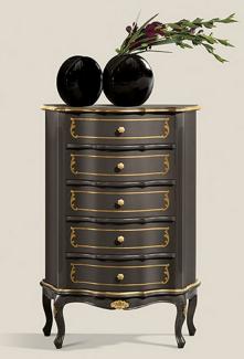 Casa Padrino Luxus Barock Kommode Schwarz / Gold - Edler Massivholz Schrank mit 5 Schubladen - Barock Möbel - Luxus Qualität - Made in Italy