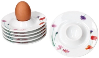 MamboCat Eierbecher 6x Marie Eierbecher mit Ablage weiß Blumen bunt Porzellan 6 Personen