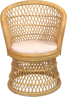 Rattansessel, Thron, Loungesessel aus Rattan handgeflochten, beige, inkl. Kissen