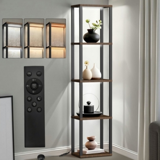 XERSEK LED Stehlampe Dimmbar 164cm Bücherregal Seitenleuchten Hozl mit 4 Regal Fußschalter, Voll Dimmbar