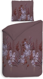 Heckett & Lane Flanell Bettwäsche 155x220 Mino Purple Wiesenblumen aubergine