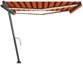 vidaXL Markise Manuell Einziehbar mit LED 400x300 cm Orange und Braun 3069745