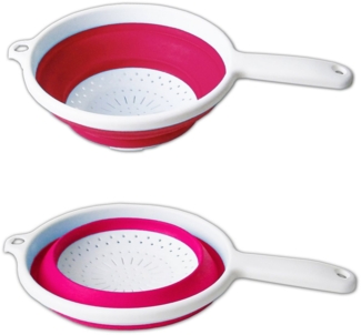 Alpina Seiher SEIHER faltbar Ø22cm Silikon Griff Küchensieb Nudelsieb 27 (Rot), Abtropfsieb Sieb