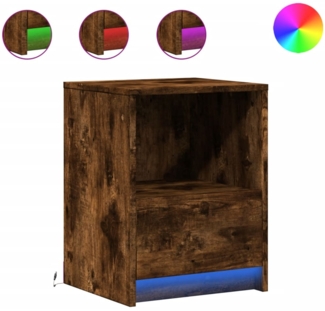 vidaXL Nachttische mit LED-Leuchten 2 Stk. Räuchereiche Holzwerkstoff 852028