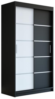 Schwebetürenschrank PARIS 2-türig Schrank 120 cm (mit Spiegel) Farbe: Schwarz , weiß