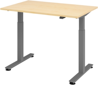 bümö elektrisch höhenverstellbarer Schreibtisch Ahorn 120x80 cm, Gestell: Graphit - Büroschreibtisch höhenverstellbar elektrisch, elektrischer Bürotisch & Gaming Tisch, Stehschreibtisch, XMST-12-3-G