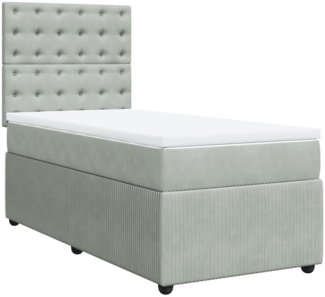 vidaXL Boxspringbett mit Matratze Hellgrau 90x200 cm Samt 3292250