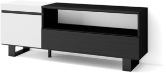 Skraut Home | TV-Schrank, Lowboard | für Wohnzimmer und Esszimmer | 150 x 57 x 35 cm | Für TV-Geräte bis zu 65" | Industriedesign | Moderner Stil | Weiß und Schwarz