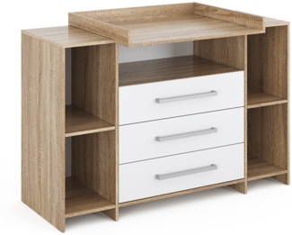 Wickelkommode Oskar Weiß/Sonoma 143 x 100 cm XL mit Schubladen Vicco