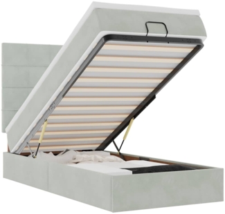 vidaXL Ottoman-Bett mit Matratzen & LEDs Hellgrau 80x200 cm Samt 3314282