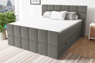 99rooms Dario Boxspringbett Kunstleder MADRYT Beton 160x200 cm Taschen-Federung