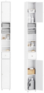 SoBuy Badkommode BZR34-II, Badschrank schmal, Badezimmermöbel, Wasserabweisender, Badzimmerschrank mit verstellbare Ablagen Badkommode schmal Badezimmer