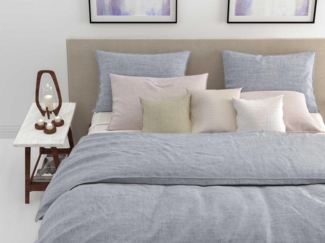 Zo! Home Cotton Bettwäsche 155x220 cm Lino Denim Drift blaugrau meliert uni