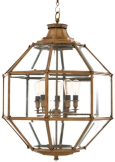 Casa Padrino Luxus Laterne - Luxus Messing Hängeleuchte Durchmesser 80 x H 98 cm