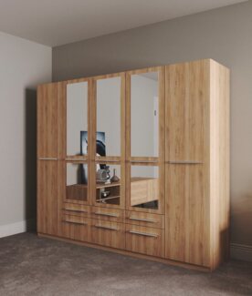 priess Kleiderschrank Schrank Garderobe Wäscheschrank Barcelona in 5 Breiten viel Stauraum, geräumige Schubkästen, mit Spiegel, MADE IN GERMANY